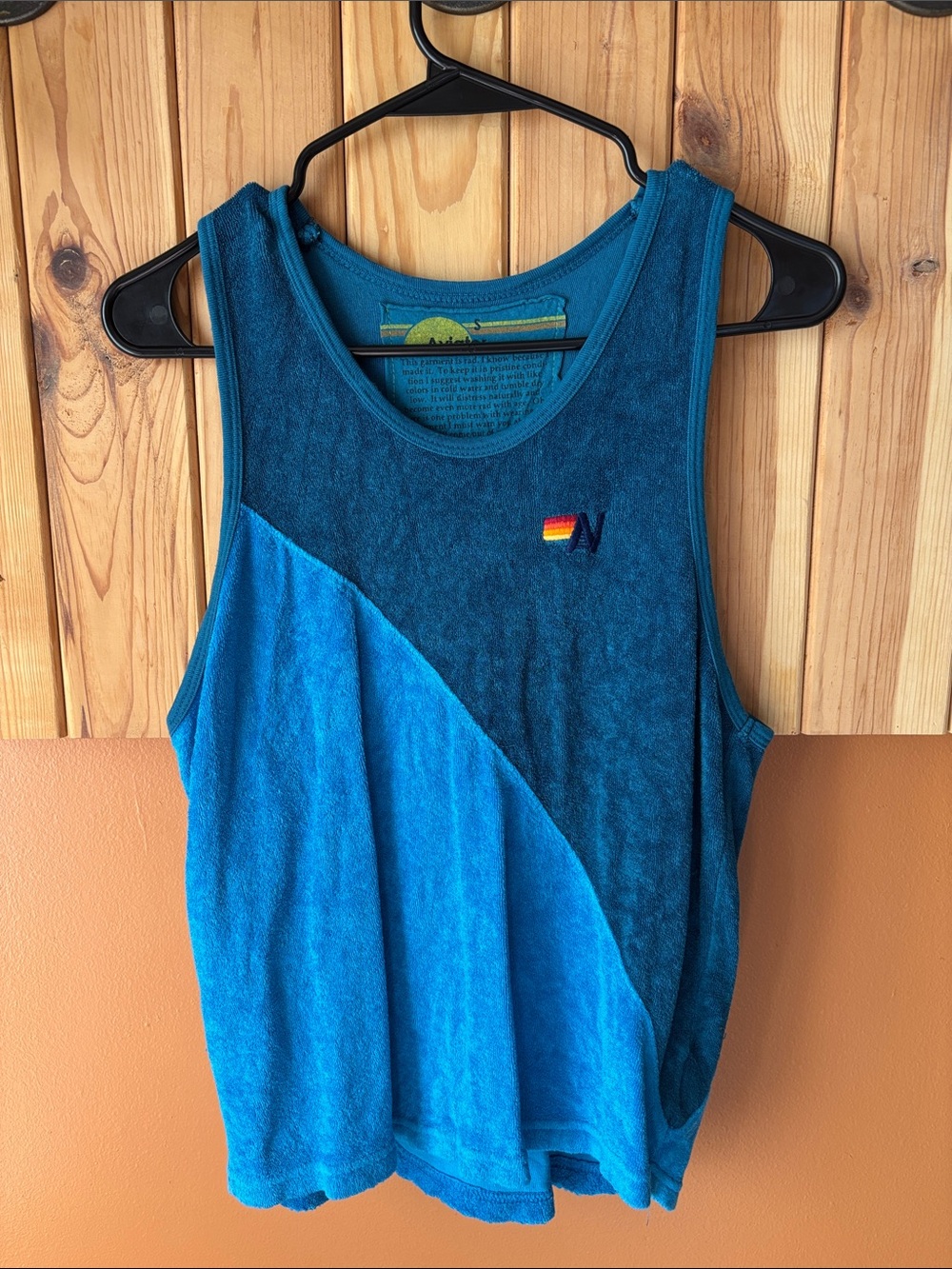 Aviator Nation Teal Two-Tone Terry Tank
